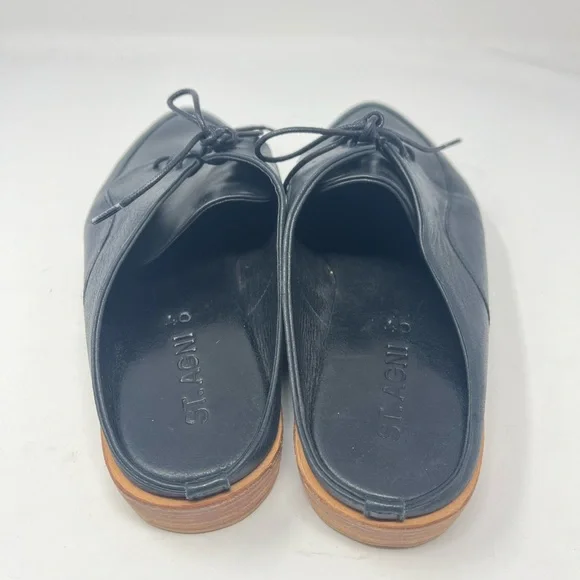 St. Agni navy blue Leather Lace-Up Flats mules - Picture 3 of 5